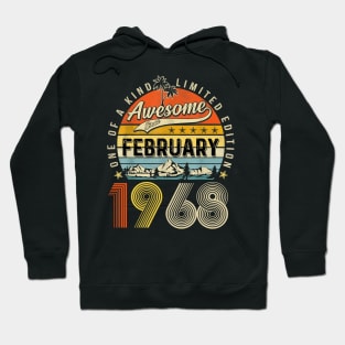 Awesome Since February 1968 Vintage 55th Birthday Hoodie